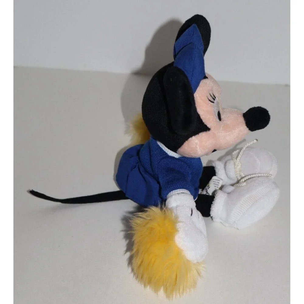 Walt Disney World Cheerleader Pom Poms Blue & Yellow Minnie Mouse Stuffed Plush